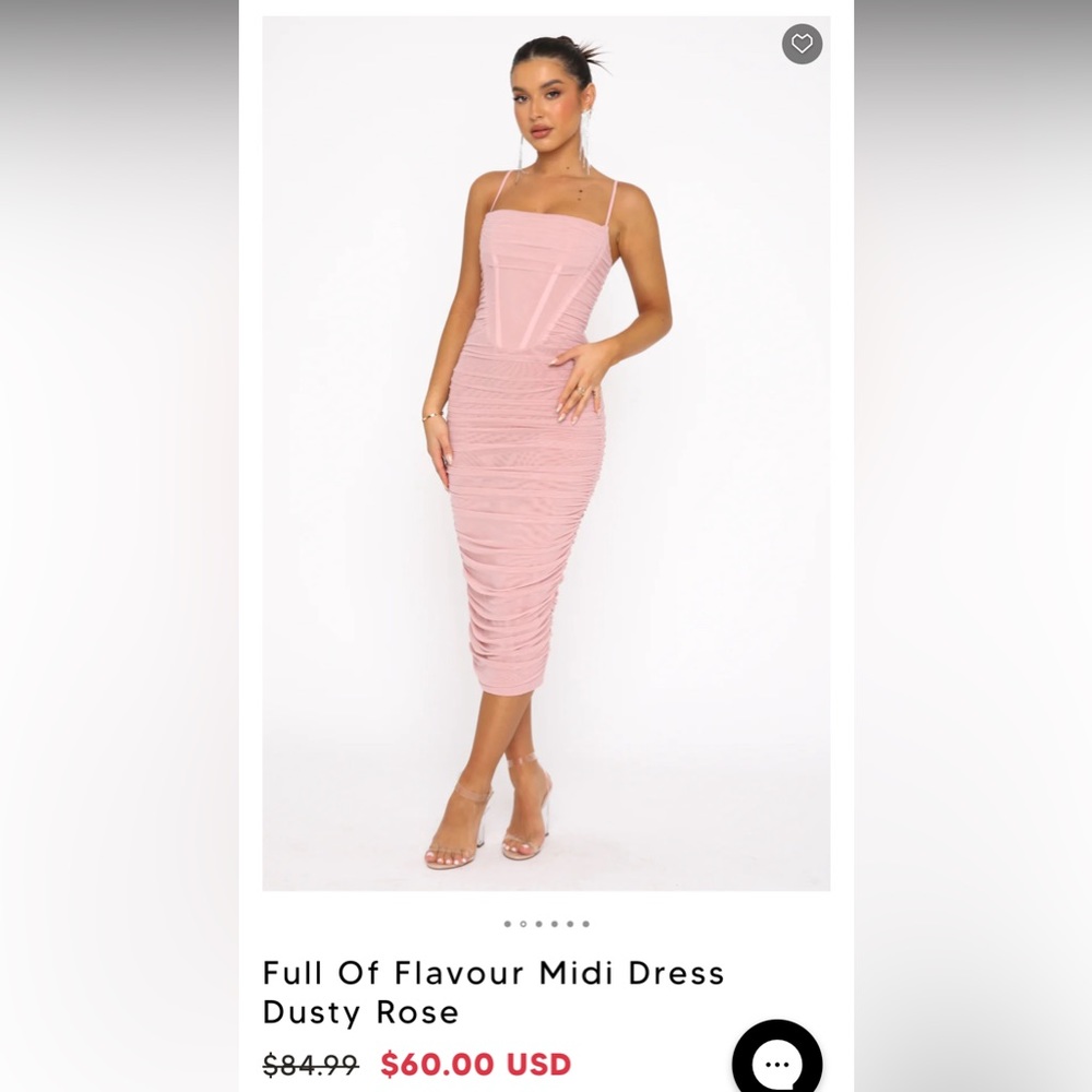 NWT White Fox Soft Pink Mesh Midi Dress Size Small